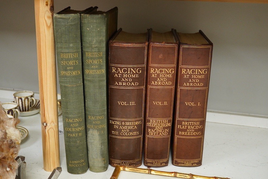 Five early 20th century horse racing interest hardback books comprising Racing at home and abroad, vols 1-3 and Racing and Coursing part 1 & 2